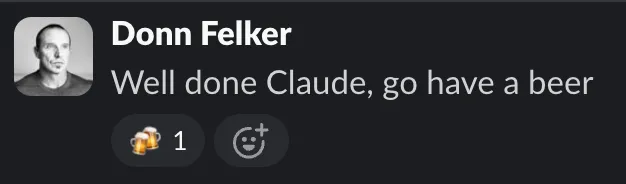 Claude Tag reacting in a thread